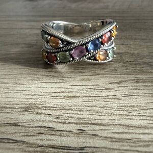 Multicolor Gemstone Silver Ring